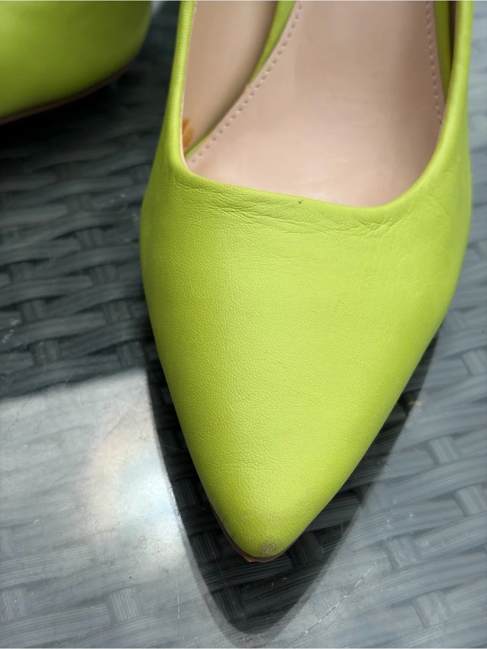 Vince Camuto Neon Lime Pointed-Toe Leather Pumps